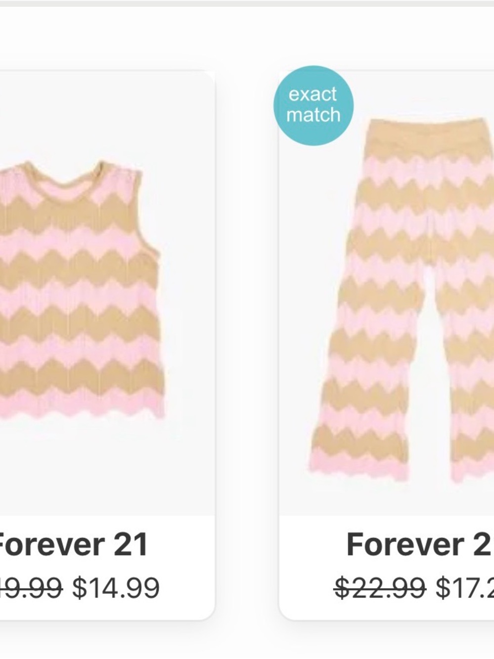 Forever 21 kids Pink and Tan Chevron Knit Two-Piece crochet Set